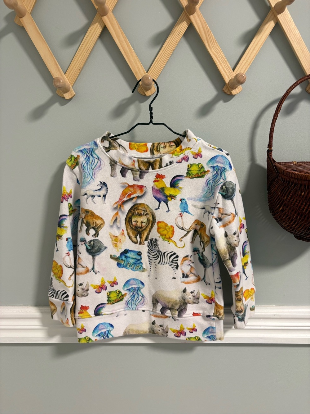 Australian Small Shop Animal Print Long-Sleeve Top in White
